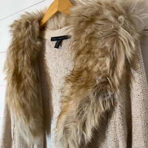 WHBM Faux Fur Sweater